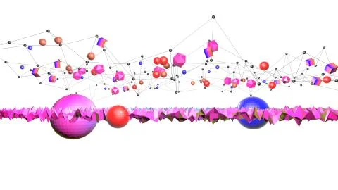 3d render of abstract geometric background with modern gradient colors in low 스톡 일러스트