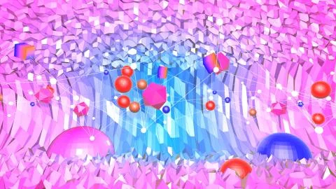 3d render of abstract geometric background with modern gradient colors in low イラスト素材