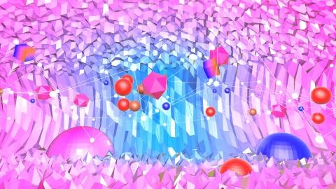 3d render of abstract geometric background with modern gradient colors in low Illustrazione stock