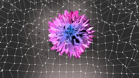 3d render of abstract geometric background with modern gradient colors in low 스톡 일러스트