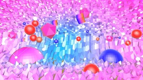 3d render of abstract geometric background with modern gradient colors in low Illustrazione stock