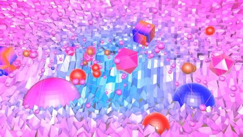 3d render of abstract geometric background with modern gradient colors in low Illustrazione stock