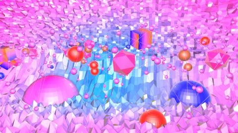 3d render of abstract geometric background with modern gradient colors in low Illustrazione stock