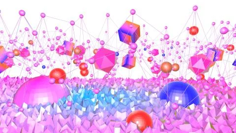 3d render of abstract geometric background with modern gradient colors in low Illustrazione stock