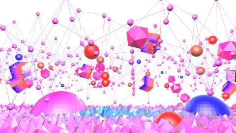 3d render of abstract geometric background with modern gradient colors in low Illustrazione stock