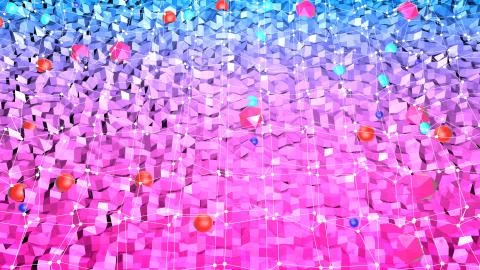 3d render of abstract geometric background with modern gradient colors in low Stock Illustration