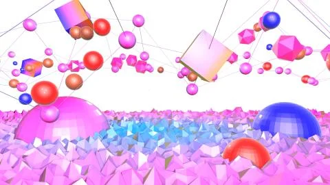 3d render of abstract geometric background with modern gradient colors in low 스톡 일러스트