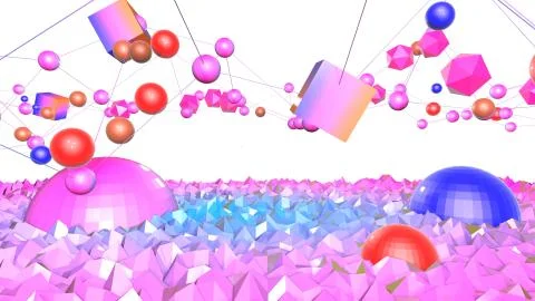 3d render of abstract geometric background with modern gradient colors in low Stock Illustration