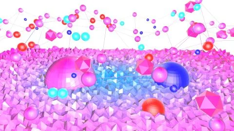 3d render of abstract geometric background with modern gradient colors in low Illustrazione stock