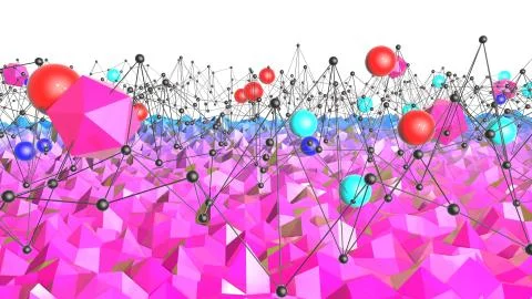 3d render of abstract geometric background with modern gradient colors in low Illustrazione stock