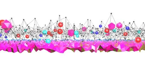 3d render of abstract geometric background with modern gradient colors in low 스톡 일러스트