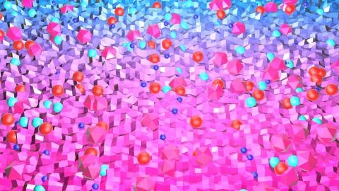 3d render of abstract geometric background with modern gradient colors in low Stock Illustration