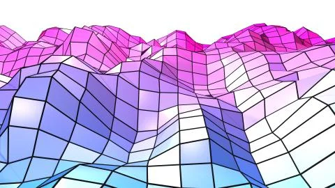 3d render of abstract geometric background with modern gradient colors in low 스톡 일러스트