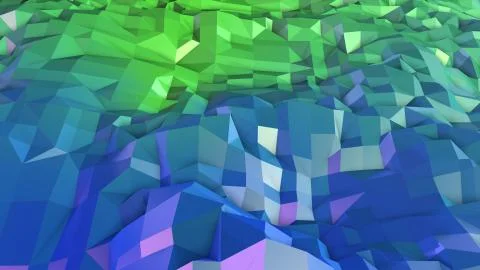 3d render of abstract geometric background with modern gradient colors in low 스톡 일러스트