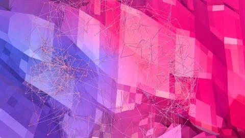 3d render of abstract geometric background with modern gradient colors in low Stock Illustration