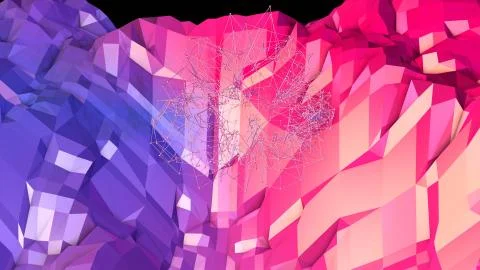 3d render of abstract geometric background with modern gradient colors in low Illustrazione stock