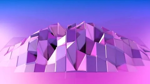 3d render of abstract geometric background with modern gradient colors in low Stock Illustration