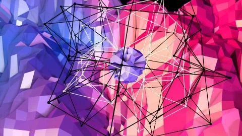 3d render of abstract geometric background with modern gradient colors in low Illustrazione stock