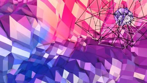 3d render of abstract geometric background with modern gradient colors in low Illustrazione stock