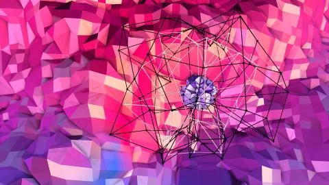 3d render of abstract geometric background with modern gradient colors in low Stock Illustration