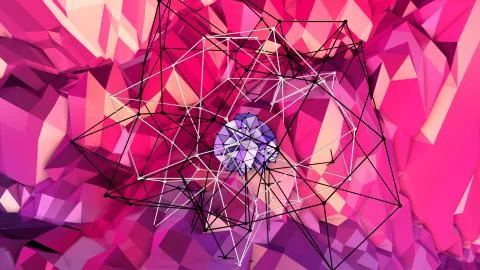 3d render of abstract geometric background with modern gradient colors in low Illustrazione stock