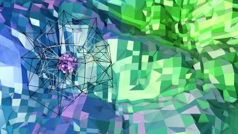 3d render of abstract geometric background with modern gradient colors in low Stock Illustration