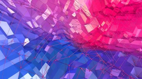 3d render of abstract geometric background with modern gradient colors in low Illustrazione stock