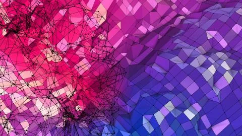 3d render of abstract geometric background with modern gradient colors in low 스톡 일러스트