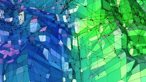 3d render of abstract geometric background with modern gradient colors in low Illustrazione stock