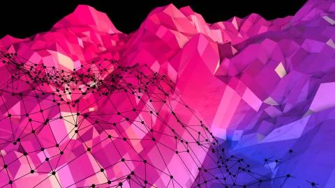 3d render of abstract geometric background with modern gradient colors in low Stock Illustration