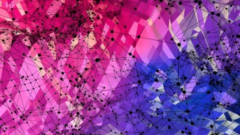 3d render of abstract geometric background with modern gradient colors in low Illustrazione stock