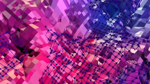 3d render of abstract geometric background with modern gradient colors in low Illustrazione stock