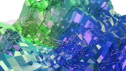 3d render of abstract geometric background with modern gradient colors in low Illustrazione stock