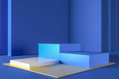 3d render, abstract geometric background, cylinder podium, minimalistic primi Stock Illustration