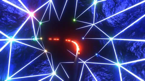 3d render. Abstract geometric background with lines, glow. Tunnel texture fut Illustrazione stock