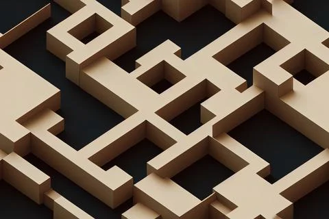 3d render, abstract geometric background, colorful labyrinth, maze, logical s Illustrazione stock