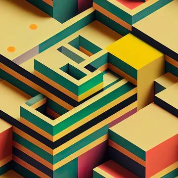 3d render, abstract geometric background, colorful labyrinth, maze, logical s Illustrazione stock