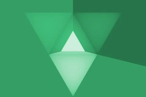 3d render, abstract geometric background with triangular shapes in green col Ilustración de archivo