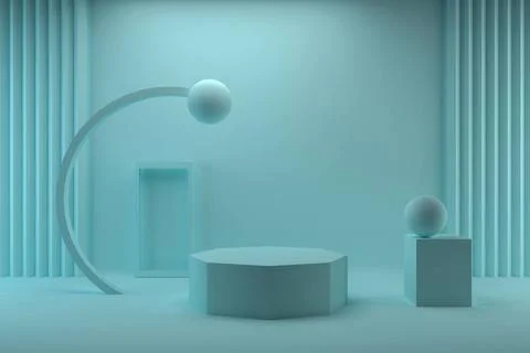 3d render, abstract geometric background, minimalistic primitive shapes, m... 写真素材