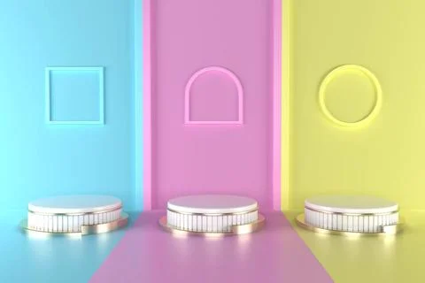 3d render, abstract geometric background, cylinder podium, minimalistic pr... Fotos de archivo