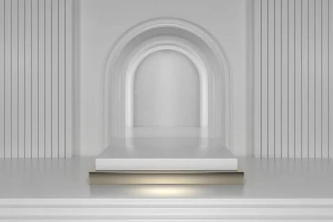 3d render, abstract geometric background, cylinder podium, minimalistic pr... Fotos de archivo