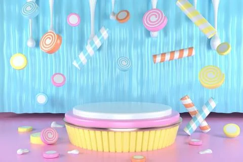 3d render, abstract geometric background, cylinder podium, minimalistic pr... Stock Photos