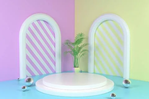 3d render, abstract geometric background, cylinder podium, minimalistic pr... Stock Photos