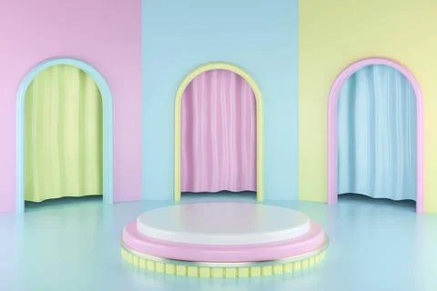 3d render, abstract geometric background, cylinder podium, minimalistic pr... Fotos de archivo