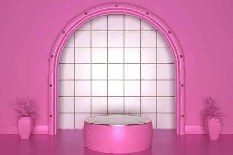 3d render, abstract geometric background, cylinder podium, minimalistic pr... Fotos de archivo