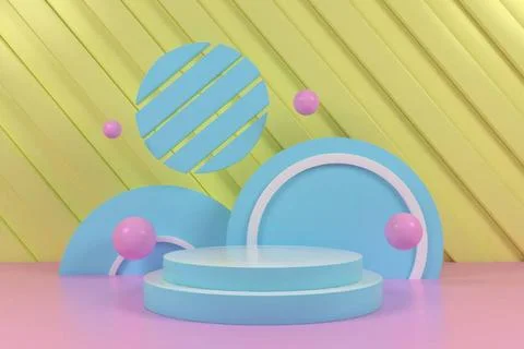 3d render, abstract geometric background, cylinder podium, minimalistic pr... Fotos de archivo