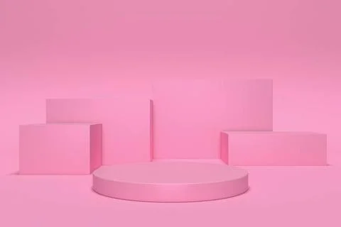 3d render, abstract geometric background, cylinder podium, minimalistic pr... Stock Photos