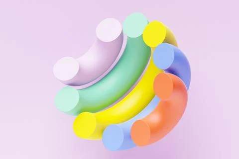 3d render, abstract geometric background, primitive shapes, bright colorful h Stock Photos
