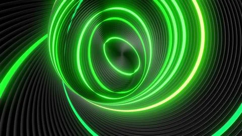 3d render. Abstract geometric bg with rings form complex twisted spiral and Stock Illustration