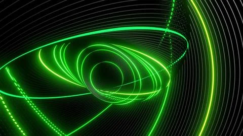 3d render. Abstract geometric bg with rings form complex twisted spiral and Stock Illustration